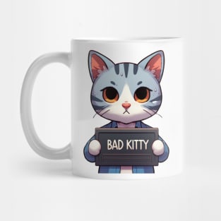 Bad Kitty Mugshot Drawing Mug